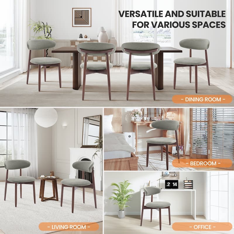Modern Fabric Upholstered Kitchen Side Chairs, Farmhouse Dining Room Chair with Foot Pegs