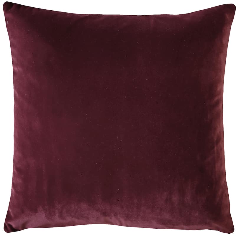 Pillow Decor Castello Soft Velvet Throw Pillows (3 Sizes, 18 Colors) - 17" x 17' - Polyester - Wine