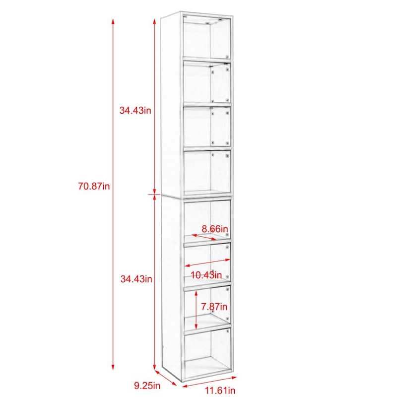 8-Tier Media Tower Rack CD DVD Slim Storage Cabinet with Adjustable Shelves