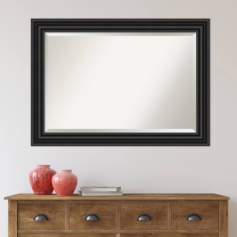 Beveled Bathroom Wall Mirror - Colonial Black Frame