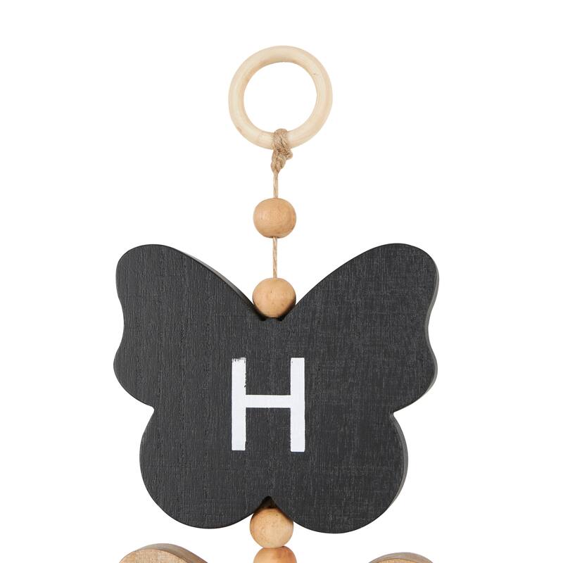 Brown or Black Wood Handmade Family Sign Bird Wall Decor with Tassel and Bead Accents