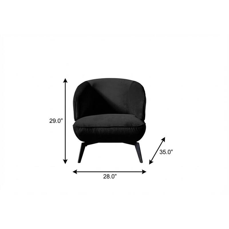 HomeRoots 28" Black Velvet and Steel Lounge Chair - 28.00 in. x 29.00 in. x 35.00 in.