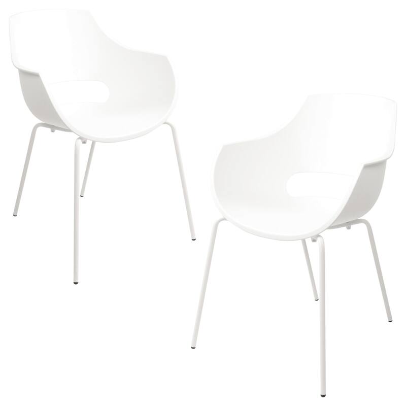 Furnish Theory Urban-ML Pro Indoor/Outdoor Stackable Dining Armchairs Polypropylene Shell & Powder-Coated Steel Legs (Set of 2) - White