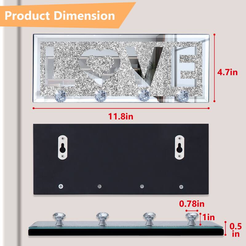 Mirrored Key Holder for Wall Decorative