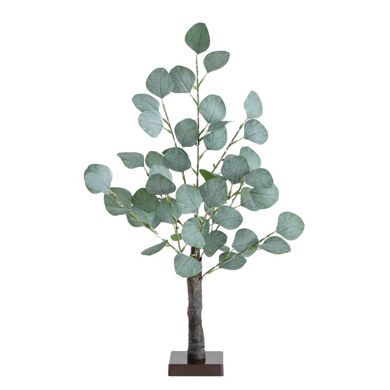Pre-Lit Eucalyptus Artificial Tree - 2' - Warm White LED Lights