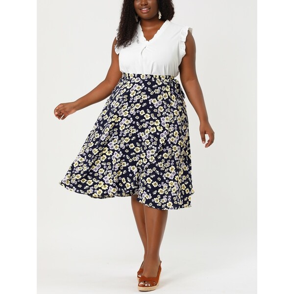 Plus size a line midi skirt clearance