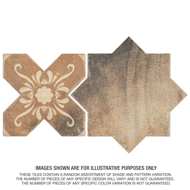 Merola Tile Tech Land Star Fire/Cross Fire Temple 6" x 12" Porcelain Floor and Wall Tile - 2 Tiles