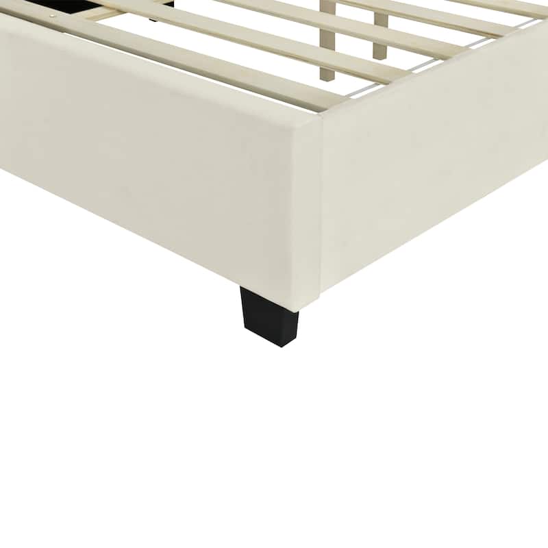 Queen Size Modern Velvet Bed with Large Headboard