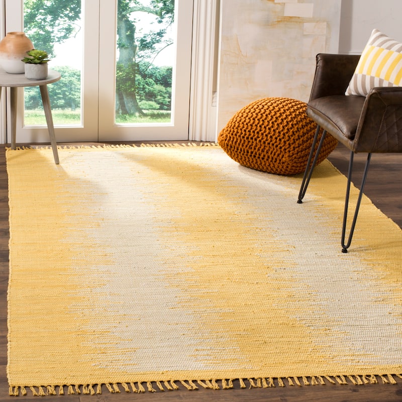 SAFAVIEH Handmade Flatweave Montauk Darcy Casual Cotton Rug - 3' x 5' - Gold