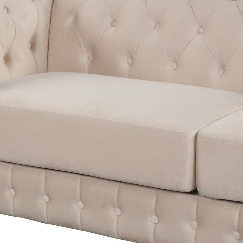 3 Pieces Modern elvet Upholstered Living Room Sofa Set Sectional