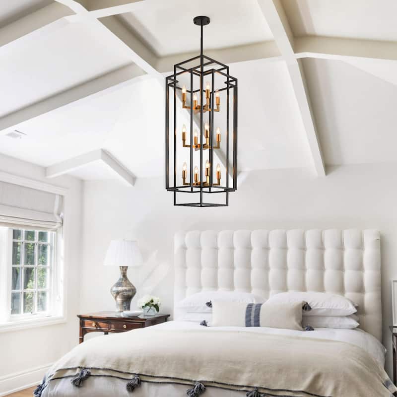 Luxury Modern Cage Tiered Chandelier -- 12-light - N/A