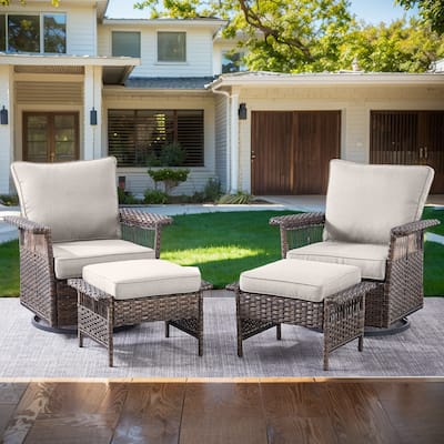 Swivel Glider Chairs Outdoor Patio Furniture Set - Brown