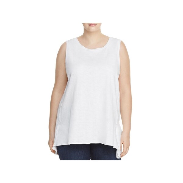 One A Womens Plus Tank Top Slub Scoop Neck