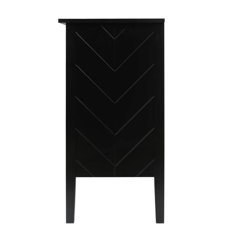 Sideboard Buffet Cabinet, Storage Cabinet with Adjustable Shelves, 2 Door Wood Stripe Accent Cabinet