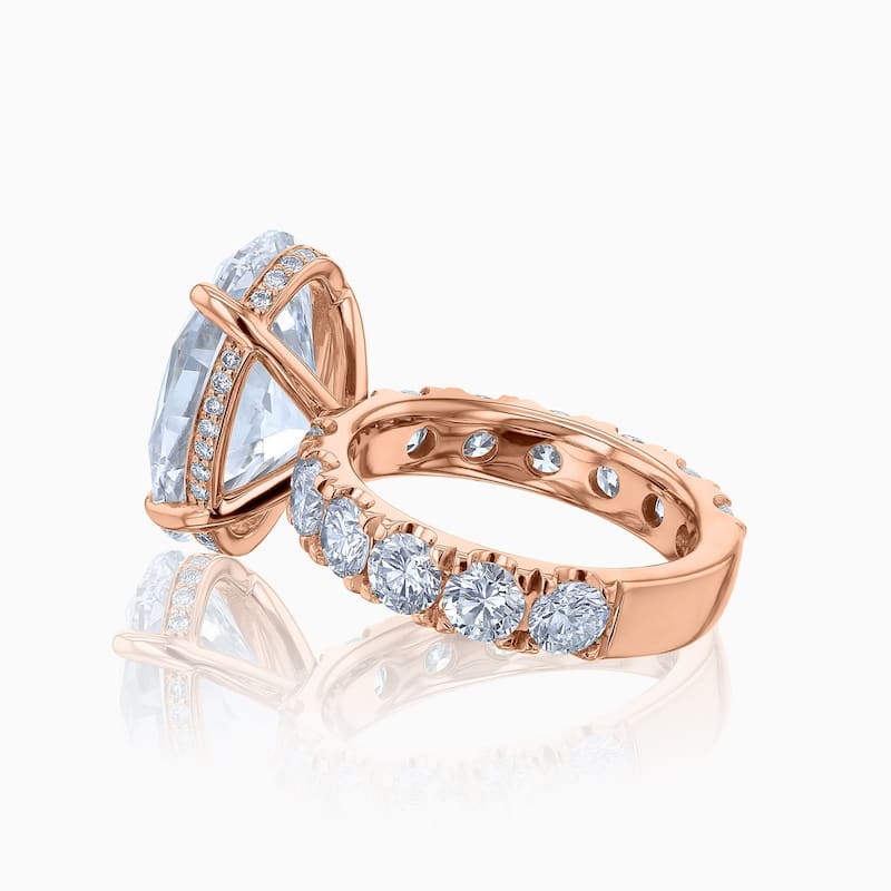 Kobelli 8.5 Carats Oval Diamond 14k Solid Gold Lab Grown Half Eternity Adler Engagement Ring (EF/VS, Certified)