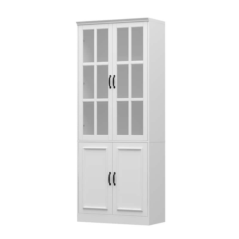 Tall Storage Cabinet Glass Doors Display Cabinet Bookcase Home Office