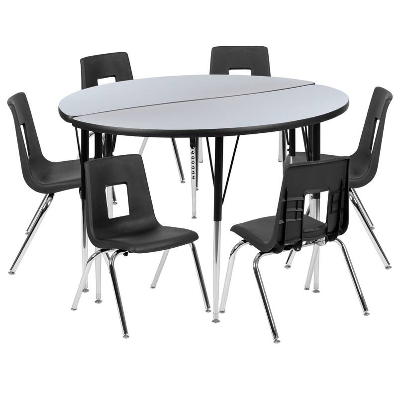 47.5" Circle Wave Flexible Activity Table Set with 16" Student Stack Chairs