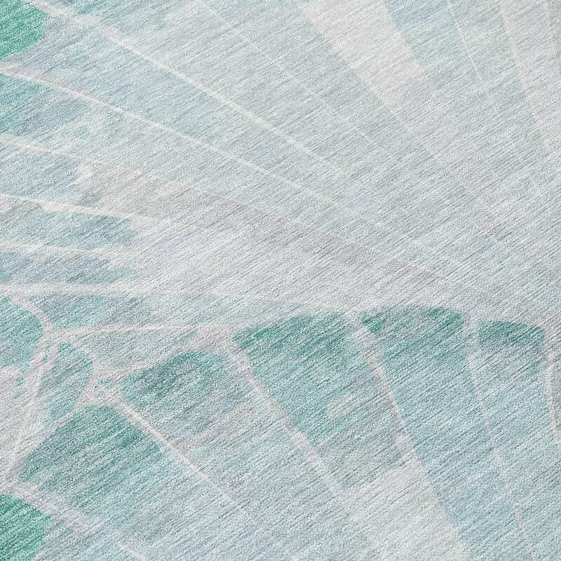 Machine Washable Indoor/ Outdoor Modern Fan Chantille Rug