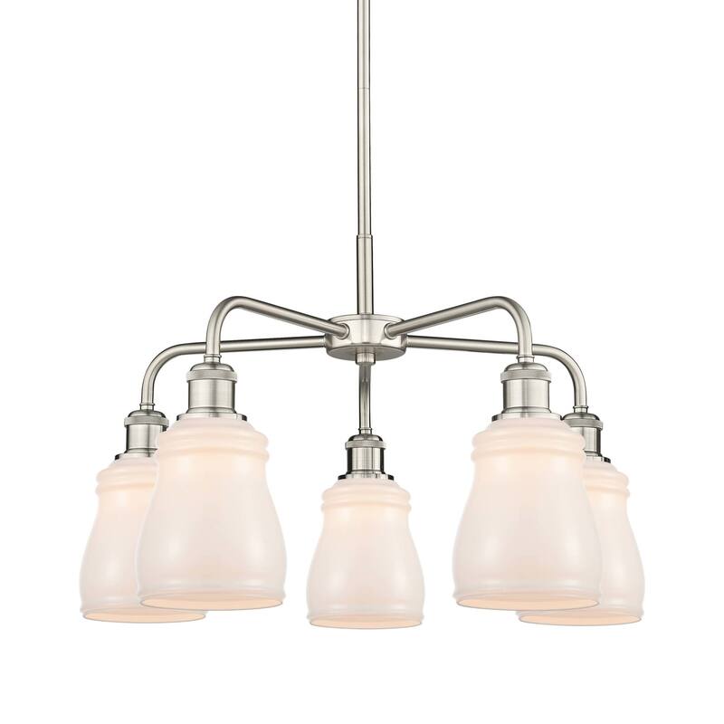 Innovations Lighting 516-5CR-15-23 Ellery Chandelier Ellery 5 Light - Satin Nickel / White