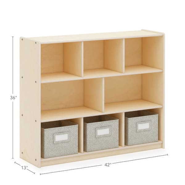 dimension image slide 0 of 3, Guidecraft EdQ Essentials Three Shelf 8 Compartment Storage 36"