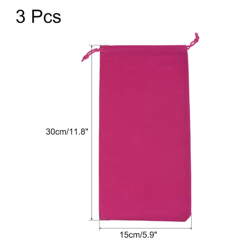 Microfiber Pouch Soft Storage Drawstring Gift Bag for Glasses Wedding - Rose Red - 30x15cm