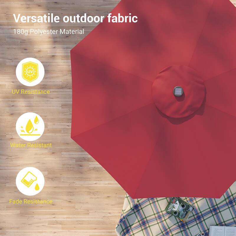 BONOSUKI LED Patio 9Ft Market Umbrella,Outside Deck Table Umbrella