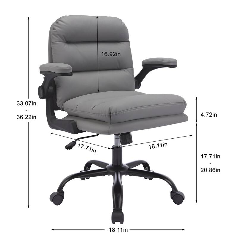 2 Pieces PU-Padded Home Office Desk Chair, Ergonomic Chair Computer Chair, Swivel Executive Office Chair