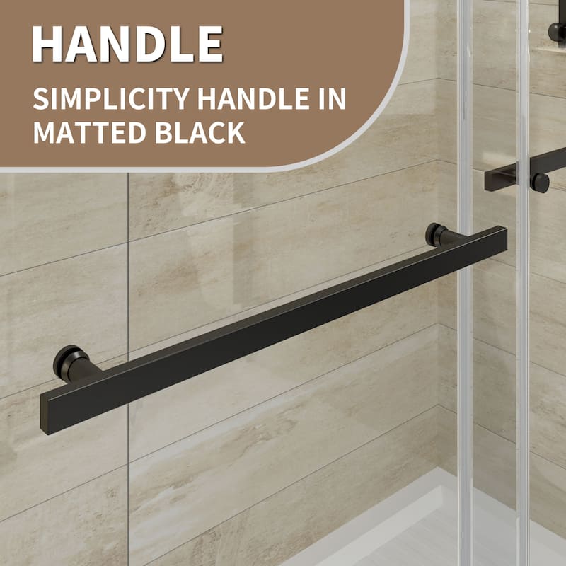 56-60" x 74" Frame Double Sliding Shower Tub Door with SGCC tempered Glass in Black - 60*74