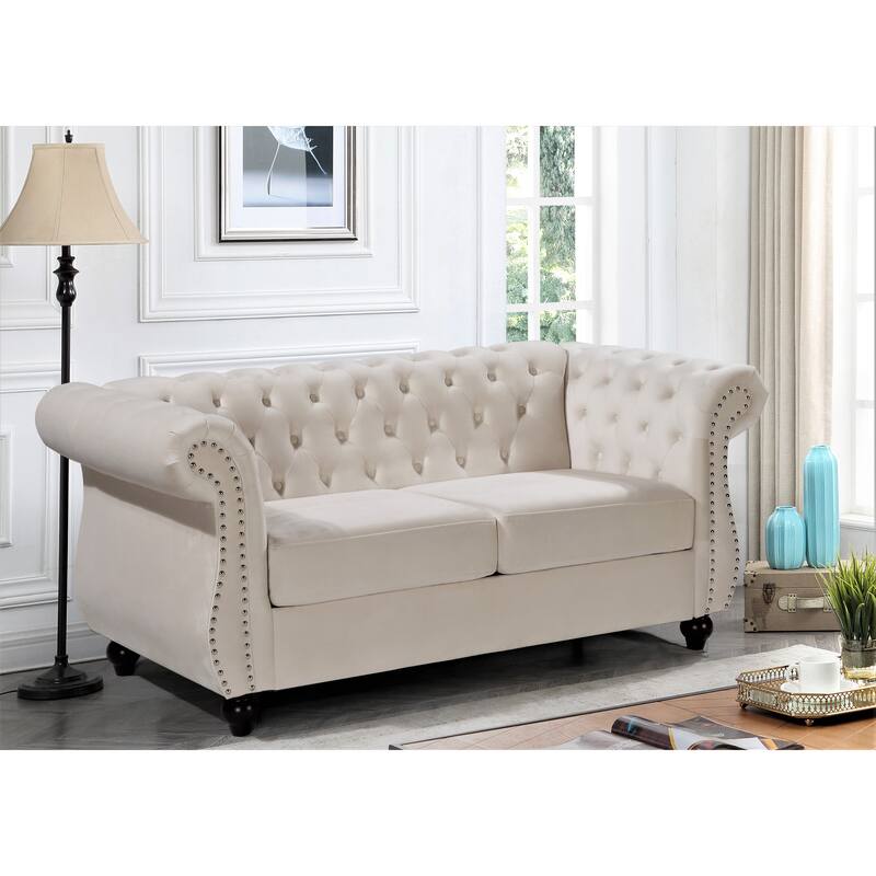 US PRIDE Kemos Velvet Chesterfield Loveseat