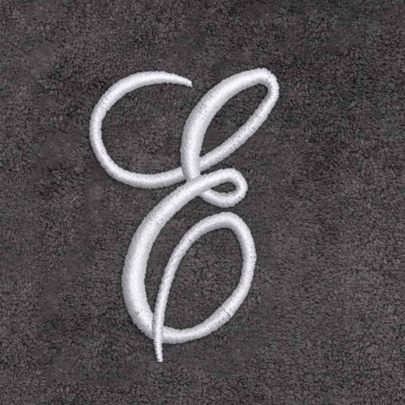 Avanti Granite with Silver Script Monogram Bath Towel Letter E - Bath Towel