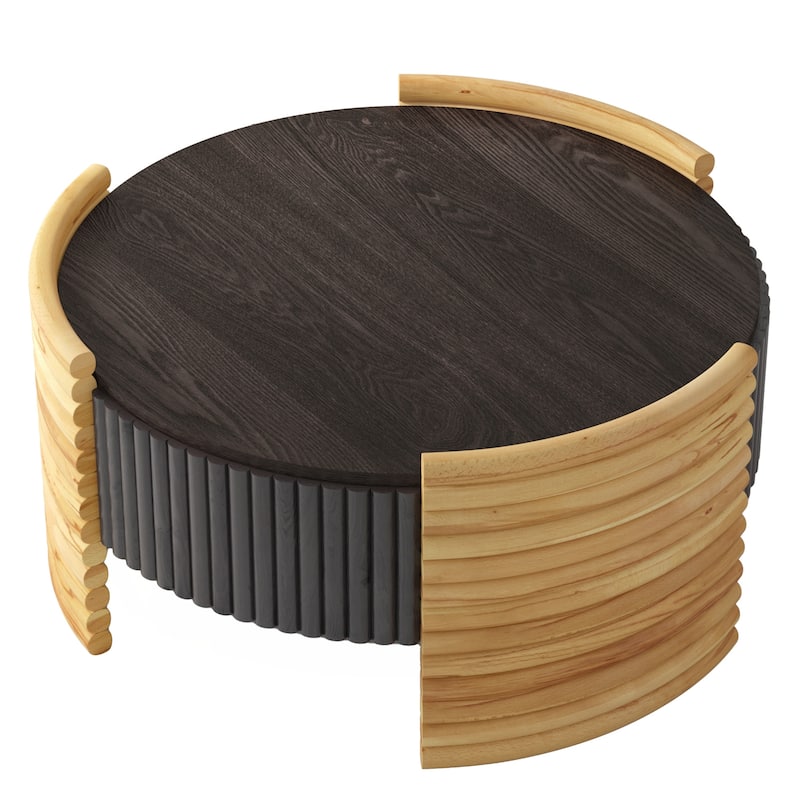 31.50" Modern Colorblocked Striped Coffee Table with Flip Top Storage Coffee Table