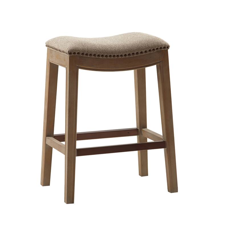 Roomfitters Backless Counter Stool, Italian Inspired 27-Inch Bar Stool with Nailhead Trim and Metal Kickplate