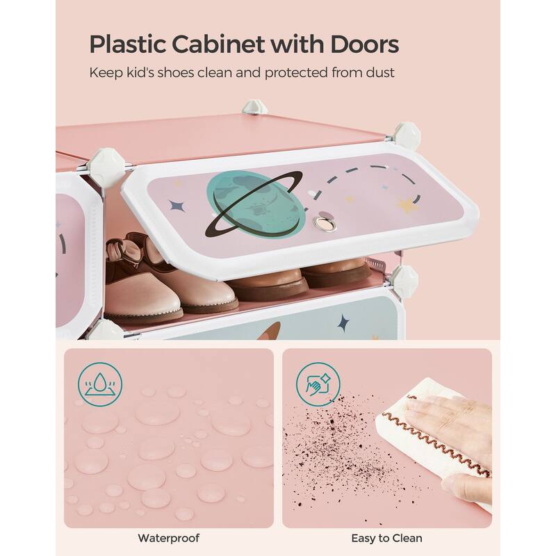 Kids Shoe Storage Solutions with Convenient Doors and Metal Wire Frame Perfect for Playrooms or Entryways