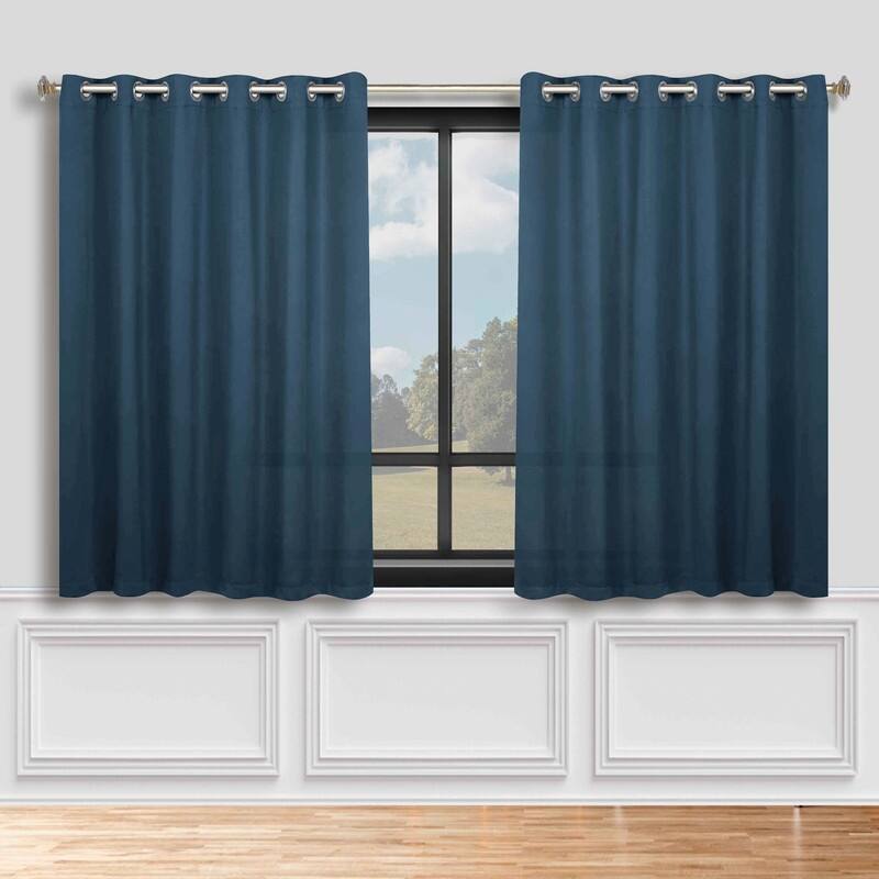 Superior Solid Machine Washable Room Darkening Grommet Blackout Curtains, Set of 2