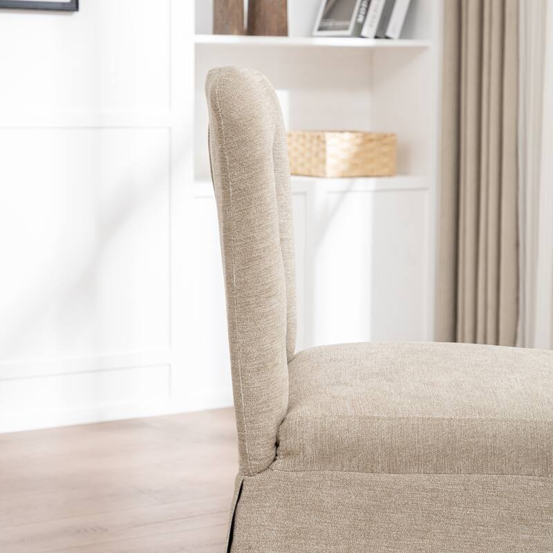 2-Piece Linen Dining Chairs, Modern Fabric Side Chairs,with Padded Seat and Backrest, Upholstered Armless Chairs