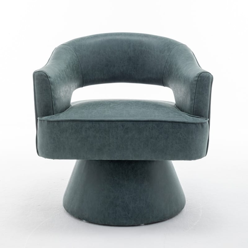SEYNAR Modern PU Leather 360 Degree Swivel Accent Barrel Chair Set of 2