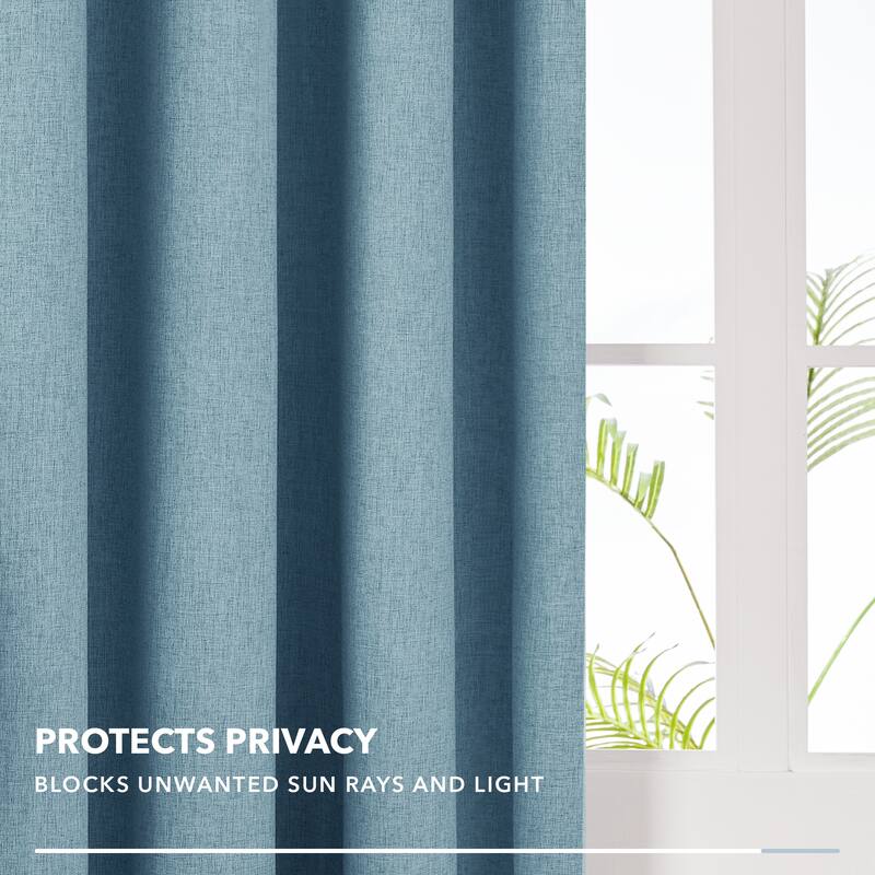 Deconovo Faux Linen Total Blackout with Coating Curtains (2 Panel)