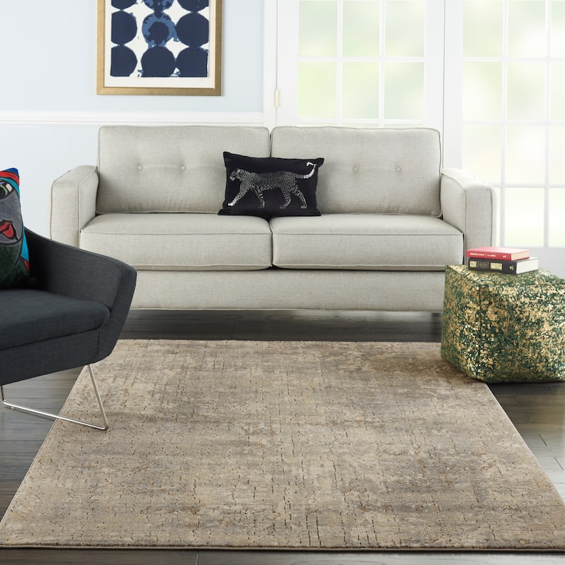 Nourison Concerto Distressed Abstract Beige Grey Area Rug - 3' 9" x 5' 9" - Beige/Grey