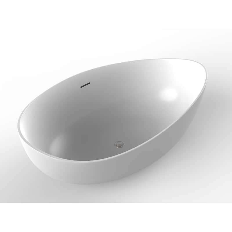 Newport 71" Solid Surface Freestanding Soaking Bathtub in White, Gray, Black