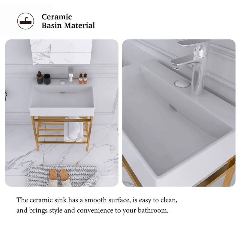 24" Freestanding Bathroom Vanity with Ceramic Sink - 23.62'' x13.98'' x 33.46''