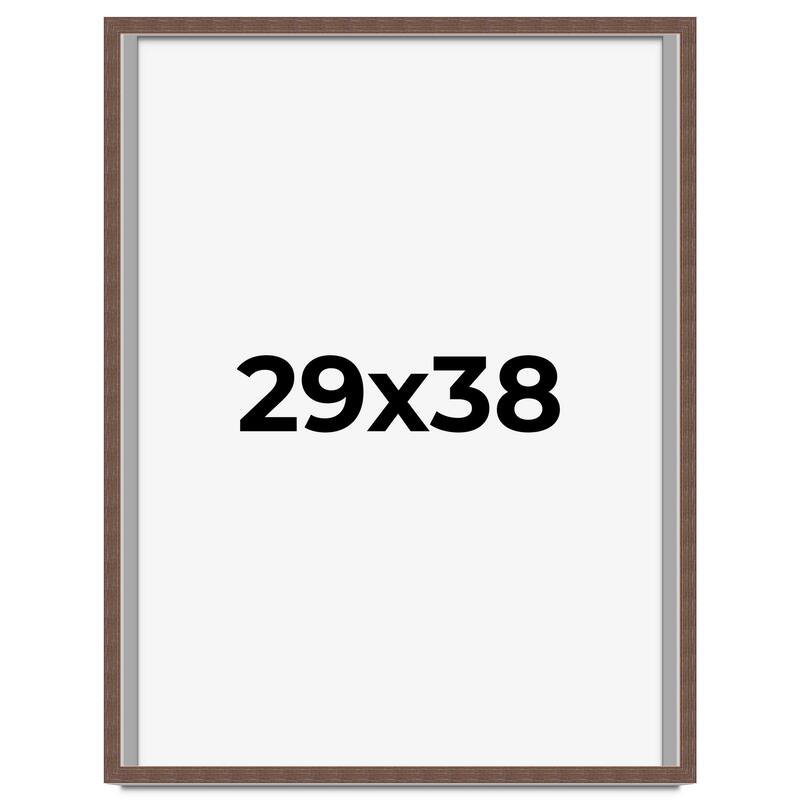 29x38 Shadow Box Frame Brown | 1.125 inches Deep Real Wood Rustic