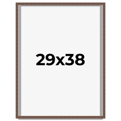 29x38 Shadow Box Frame Brown | 1.125 inches Deep Real Wood Rustic