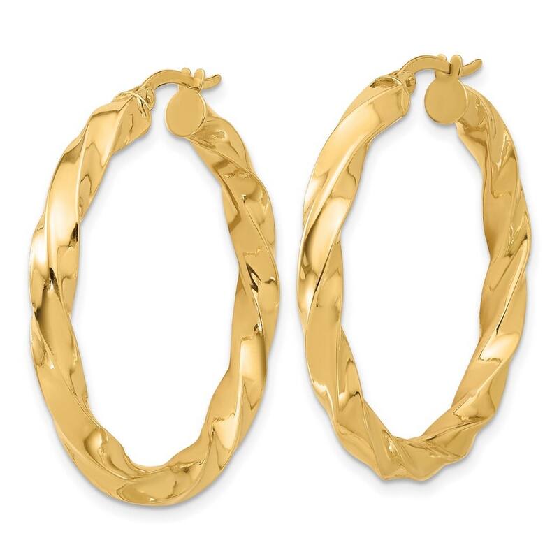 Curata 14k Yellow Gold Polished Twisted Hoop Earrings - 35.12x35.75mm