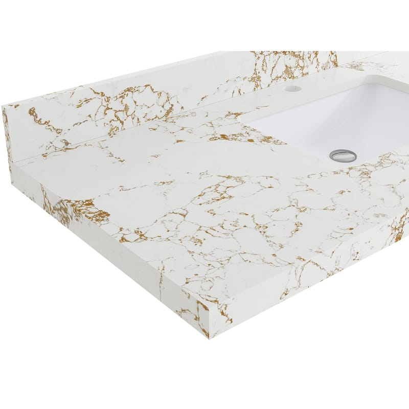 Willow Collections 24 x 22 Sonoma Teak Wood Single Bowl Sink Bathroom Vanity in Golden Teak with Countertop