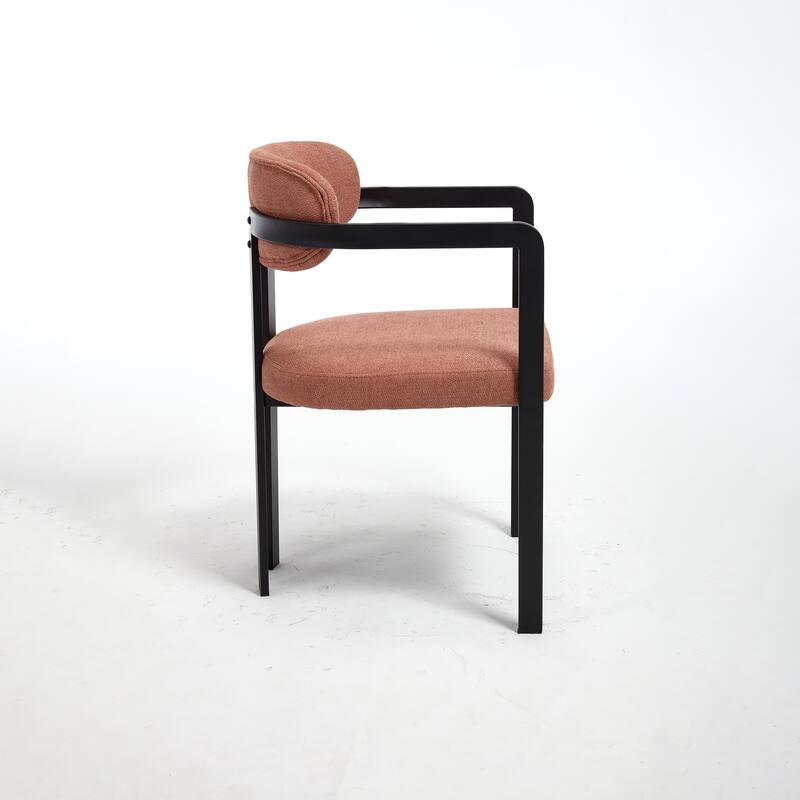 Modern Dining Room Chairs Set of 2, Mid-Century Upholstered Boucle Kitchen Dining Chairs with Black Metal Legs