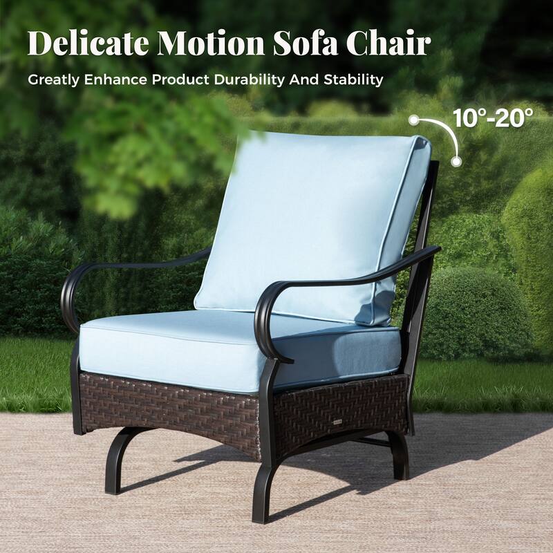 MAISON ARTS 4-Piece Rattan Wicker Patio Furniture Set with Swivel Chairs, Metal Frame & Coffee Table for Outdoor Spaces