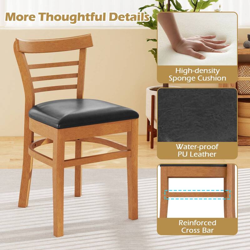 Gymax Modern Dining Chair Set of 4 Upholstered Kitchen Chair w/Rubber