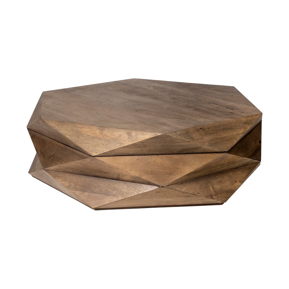 Arreto Medium Brown Solid Wood Hexagonal Coffee Table w/ Storage - 48.0L x 48.0W x 15.0H