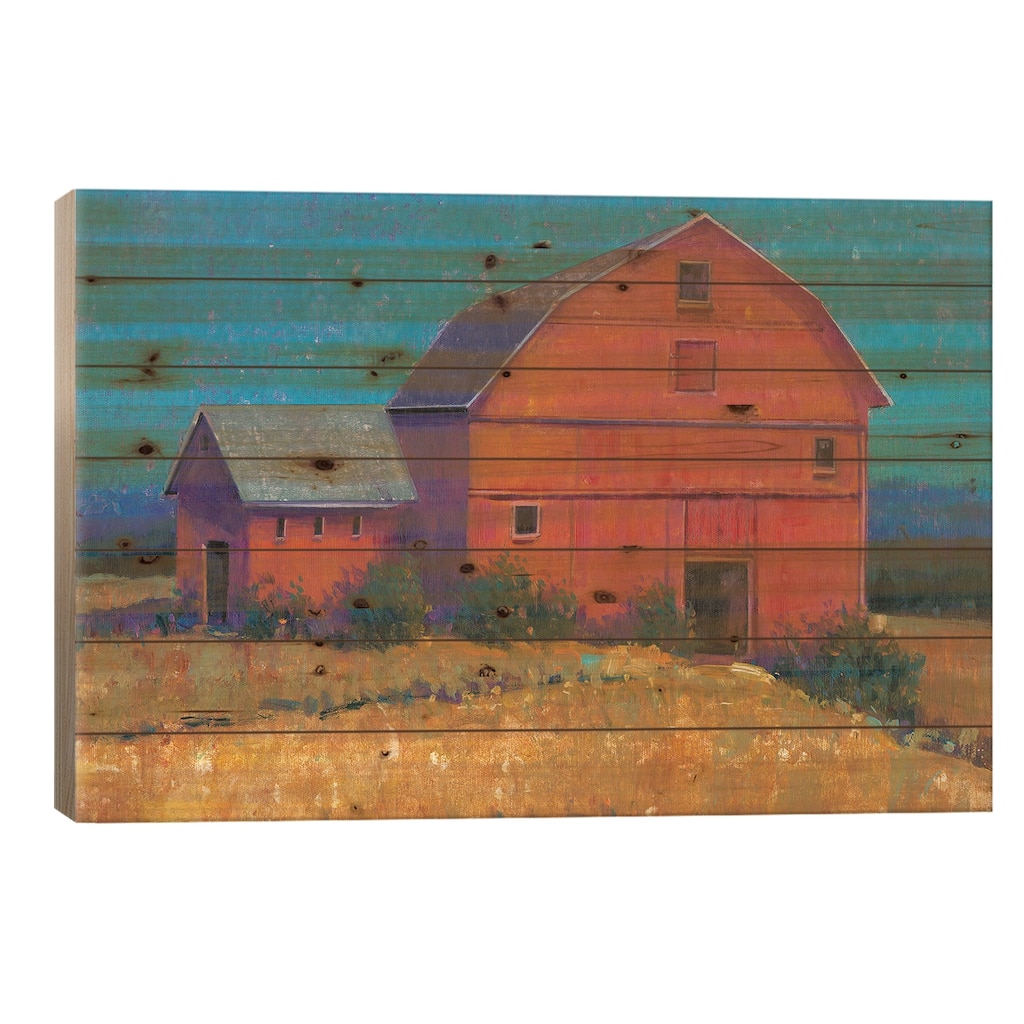 Colorful Barn View I Print On Wood by Tim OToole - Multi-Color
