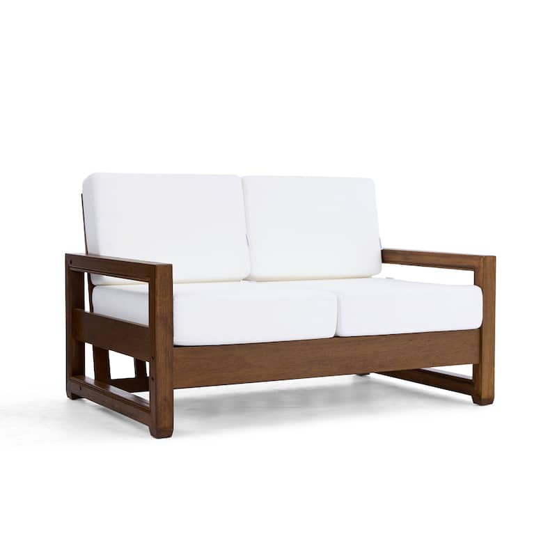 Patio Teak Wood Outdoor Loveseat with Cushion